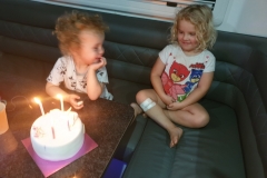 Jasmine celebrating her 4th birthday June 2019 (her first night in the caravan